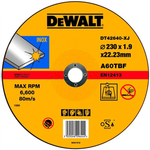 Tarcza tnąca SS/INOX 230 x 1.9 x 22.2 Dewalt DT42640-XJ