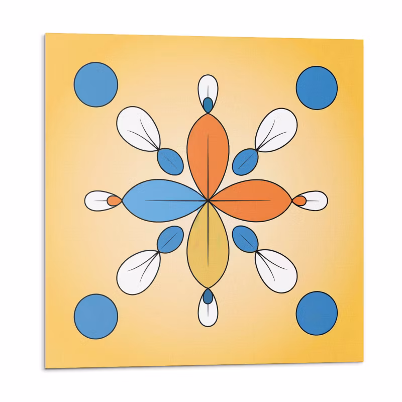 Kafelki samoprzylepne Wallfluent 30×30 cm Wzór kwiatów w geometrycznym stylu 9 szt. 4070095556610