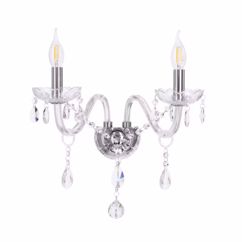 Kinkiet ścienny Candellux Cristallo srebrno-przezroczysty-biały 2 x E14 x 40W IP20 wym: 37 x 38 x 21 cm – 1 szt.