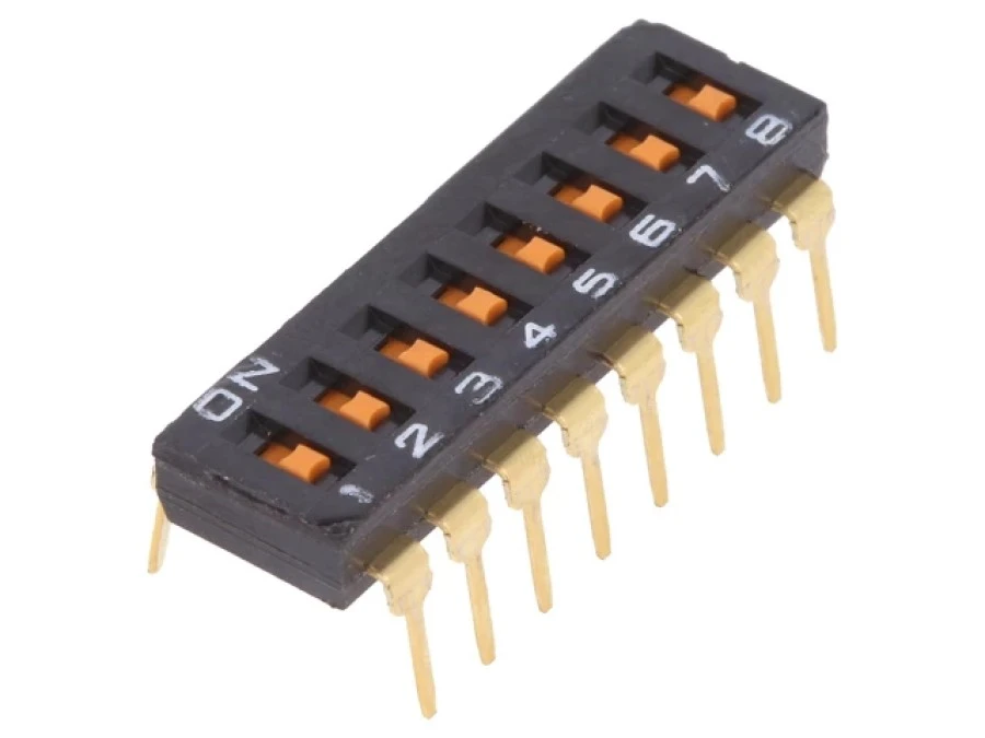 Przełącznik DIP‑SWITCH Ilość sekcji 8 ON‑OFF 0,025A/24VDC A6T‑8101