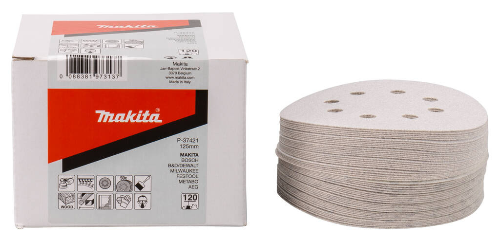 Papier szlifierski 125 mm 50 szt., K120 P-37421 Makita