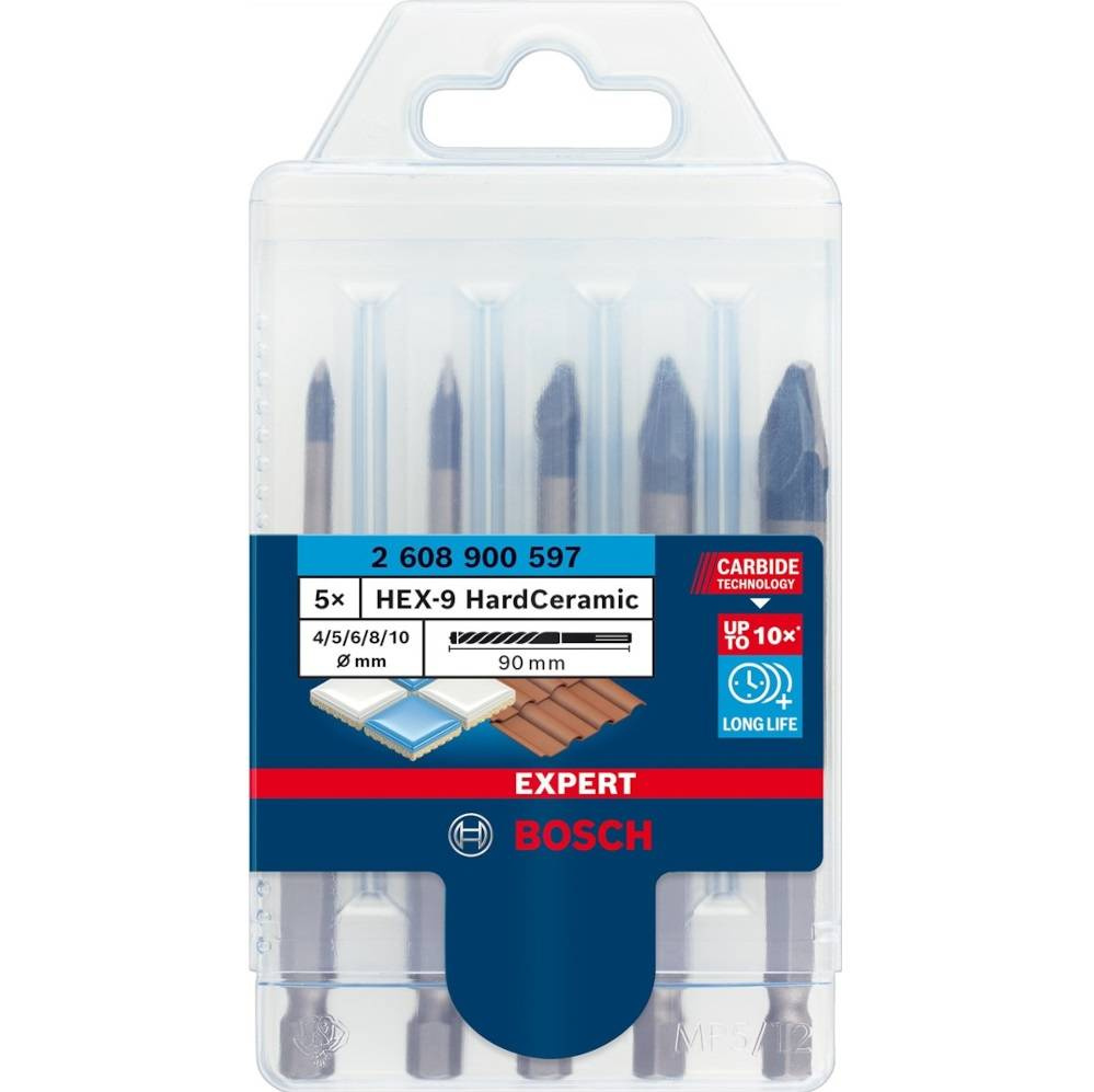 Zestaw wierteł Bosch EXPERT HardCeramic HEX-9 4/5/6/8/10 mm 5 szt. 2608900597