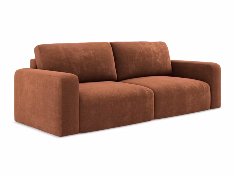 Kanapa 3-osobowa z funkcją spania LaMiaSofa OSTIA z tkaniny szenilowej 244×102 cm terakota 1 szt.