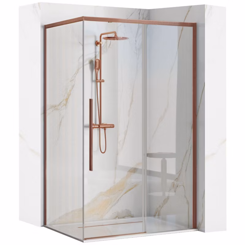 Kabina Prysznicowa Z Brodzikiem Rea SOLAR 100×80 Miedź Szczotkowana 100X80X195CM, brodzik savoy white 1Szt