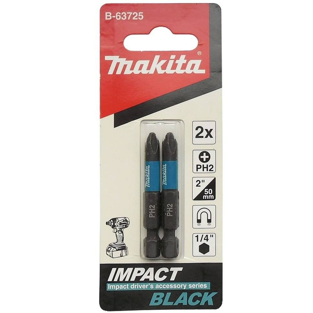 Bity udarowe PH2 50mm x2 1/4″ Makita B-63725 Impact Black