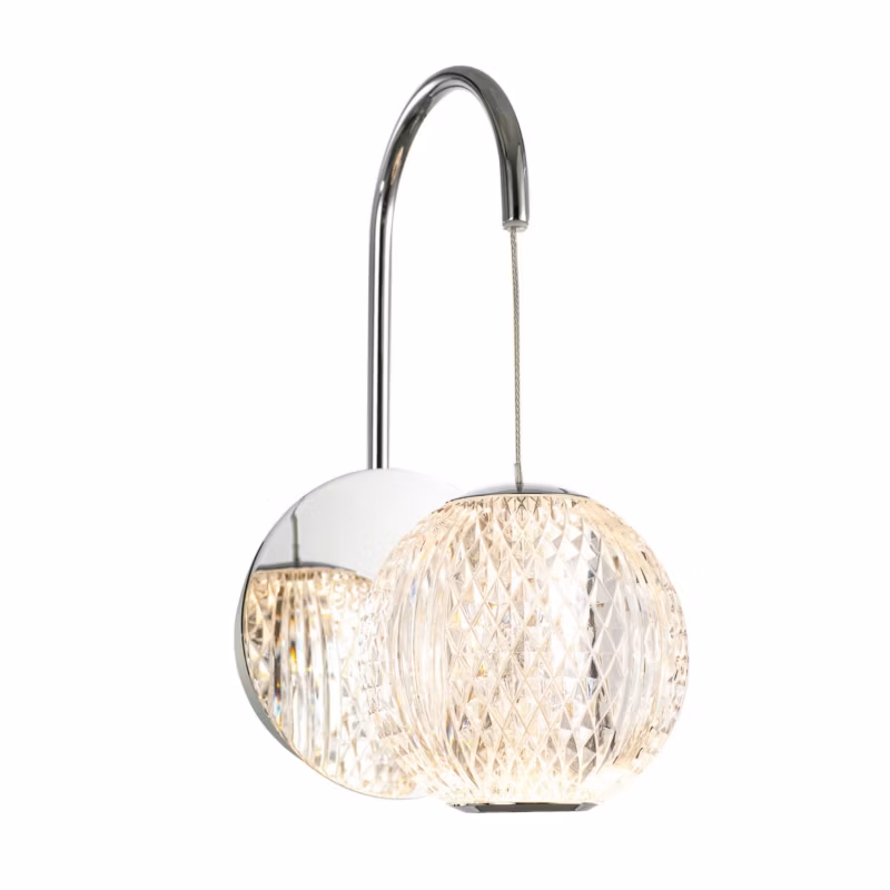 Kinkiet ścienny Italux Rosario chromowany przezroczysty styl klasyczny LED 4.2W 3200K 280lm IP20 wym: 27 x 12 x 18 cm – 1 szt.