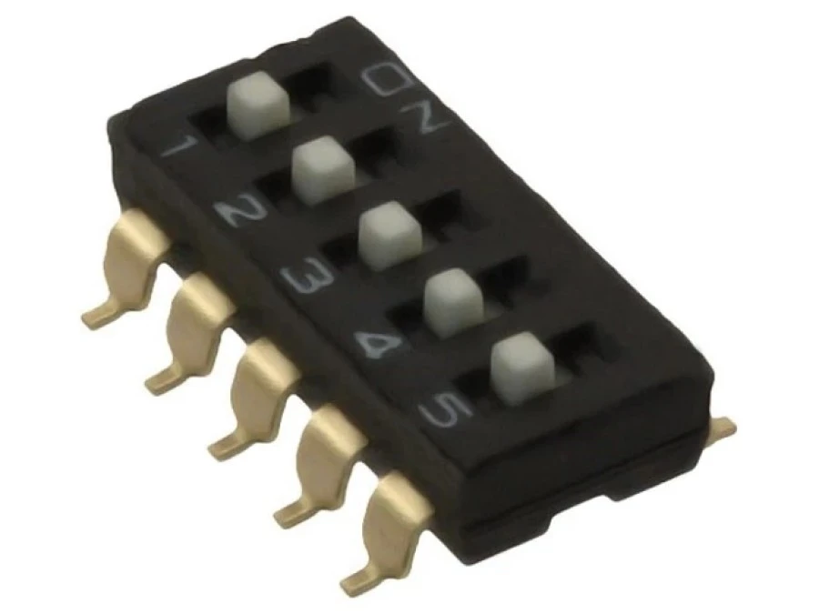Przełącznik DIP‑SWITCH Ilość sekcji 5 ON‑OFF 0,025A/24VDC A6S‑5104‑H