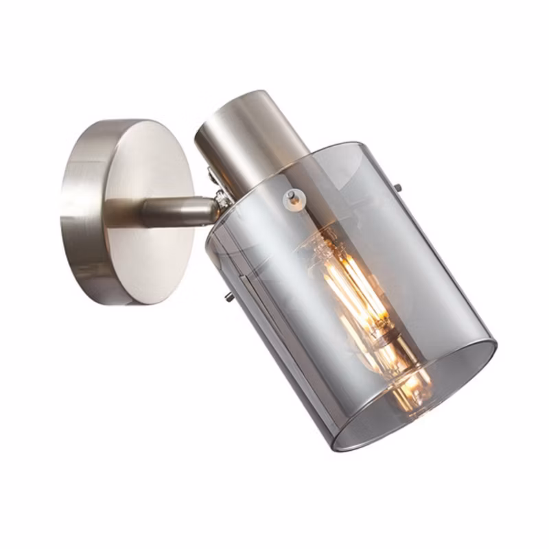 Kinkiet dymiony klosz Italux Sardo chromowany-srebrny 1xE14x40W IP20 – 1 szt.