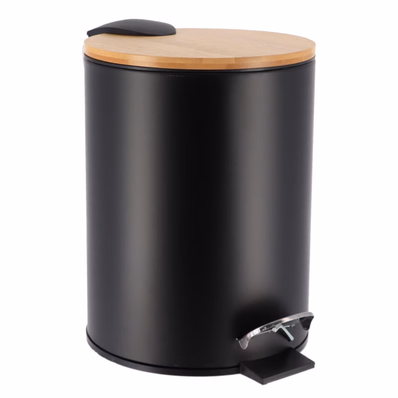 Kosz na śmieci łazienkowy Timeless TENDANCE czarny metalowy z pokrywą 2,5L 1 szt.