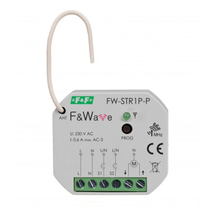 Radiowy sterownik rolet 230V do puszki fi60 100‑265V AC/DC multifunkcyjny podtynkowy FiWave FW‑STR1P‑P