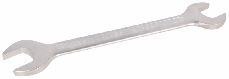 Klucz płaski dwustronny Modeco Expert 24×27 mm Cr-V satin – zawieszka plastikowa – 1 szt.