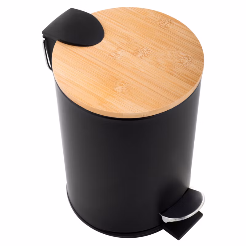 Kosz na śmieci VINI – Yoka Home do łazienki 3l czarny mat bambus SOFT CLOSE – 1 szt.