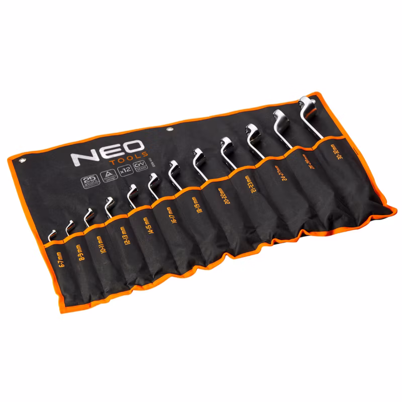 Klucze oczkowe NEO TOOLS odgięte 6-32 mm, zestaw 12 szt. 1 kpl