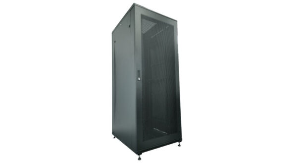 Szafa serwerowa rack 19 cali 42U 800×1000, drzwi szklane, kolor czarny FLAT PACK