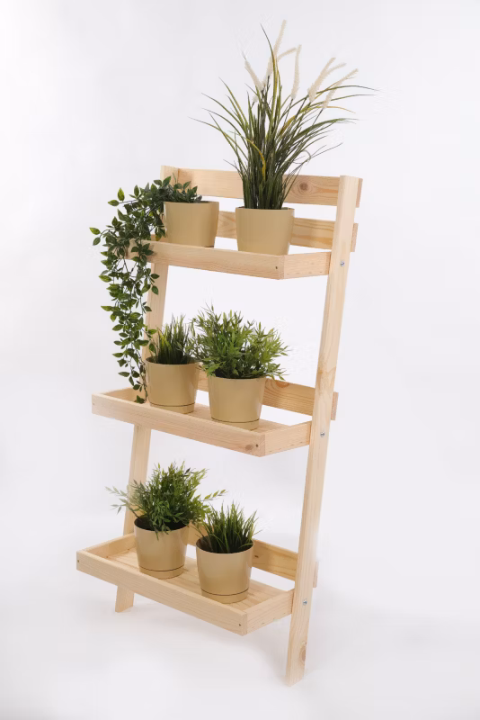 Kwietnik drewniany MODO24 3-poziomowy opierany o ścianę 115x57x23 cm naturalny eko 1 szt.
