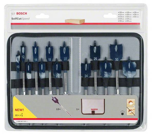 13-częściowy zestaw Wierteł płaskich Self Cut Speed 2608587010 BOSCH