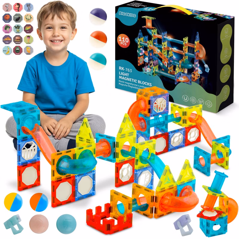 Klocki magnetyczne konstrukcyjne Ricokids RK-763 zestaw 110 el. z podświetleniem 1szt.