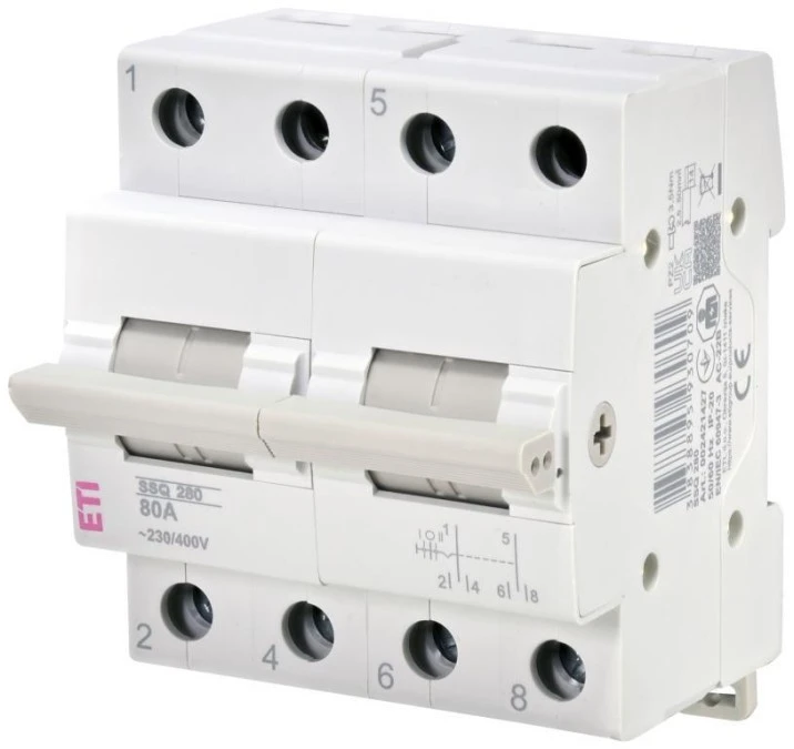 Przełącznik trójpołożeniowy modułowy 80A 2‑biegunowy SSQ 280 002421427