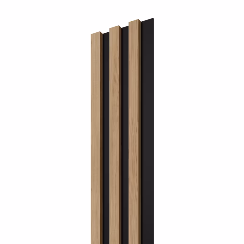 Lamele ścienne na czarnym filcu Stegu Linea Fino, jasny dąb 265×15,5 cm panele akustyczne 1 szt.