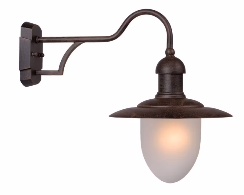 Kinkiet ścienny zewnętrzny Lucide Aruba brązowo-biały 1 x E27 x 24W IP44 wym: 36 x 44 cm – 1 szt.