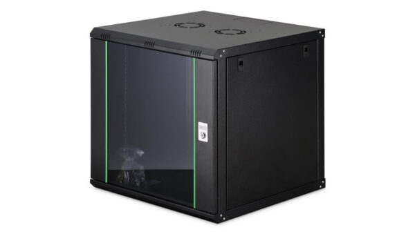 Szafa sieciowa wisząca Dynamic 19 12U rack 600×600, drzwi szyba, czarny, niezłożona, 60kg DN-37111