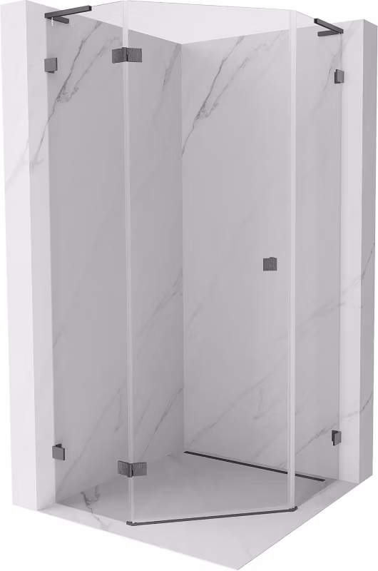 Kabina prysznicowa Mexen Lunar L pięciokątna uchylna lewa 90×90 cm transparent gun gray szczotkowany 1 szt.