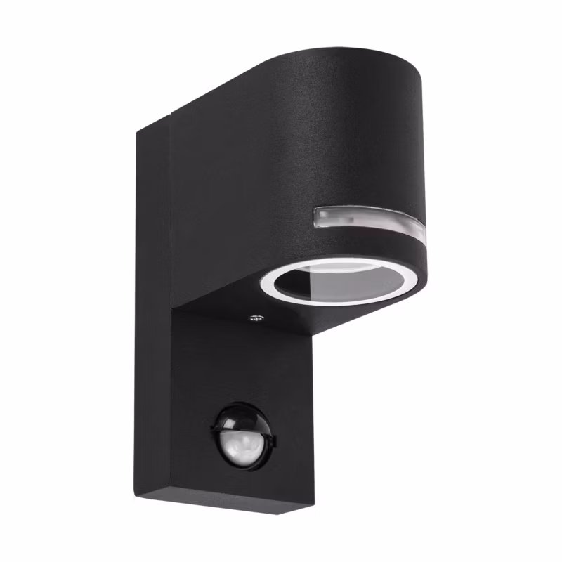 Kinkiet ścienny zewnętrzny Struhm Forest czarny z czujnikiem 1 x GU10 x IP44 wym: 15,1 x 7 x 12 cm – 1 szt.