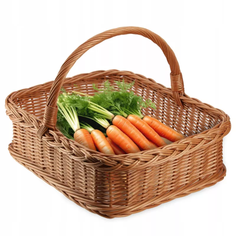 Koszyk KADAX Wiklinowy Kosz Na Zakupy Piknik Owoce Taca Prostokątny Wiklina 52cm 1szt.