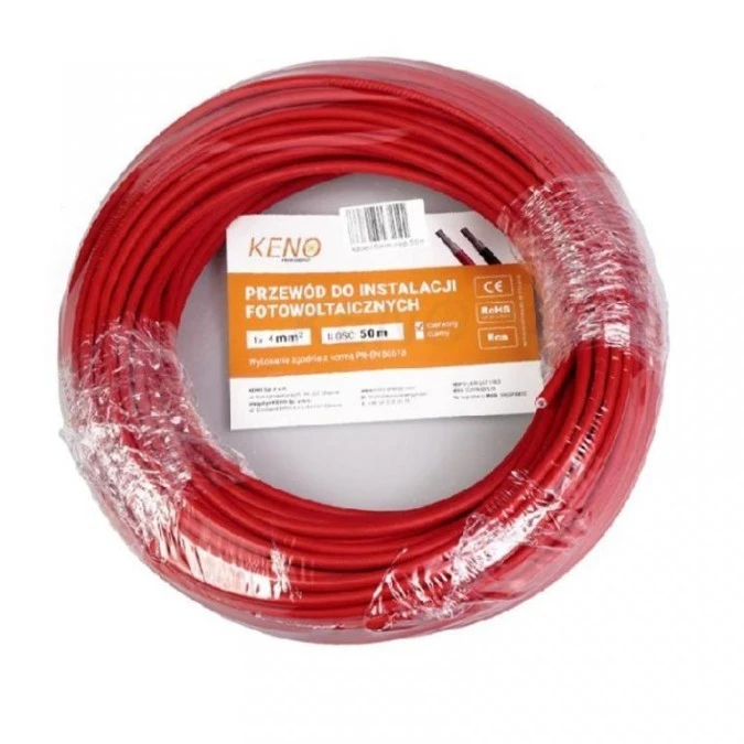 Przewód KENO 4mm2 czerwony opakowanie KABEL‑4MM‑RED‑50M