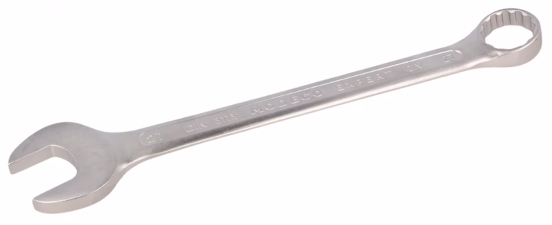 Klucz płasko-oczkowy Modeco Expert 27 mm Cr-V satin – zawieszka plastikowa – 1 szt.