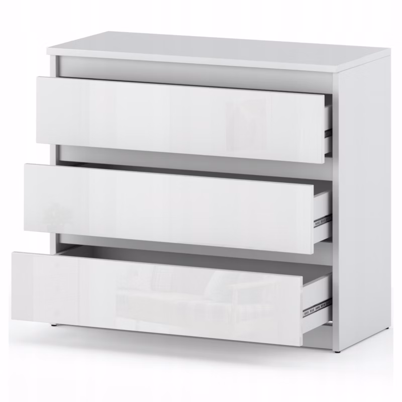 Komoda Z 3 Szufladami Stiv-Meble Biały Mat / Biały Połysk Szafka 80X33,5X71,5 Cm 1Szt.
