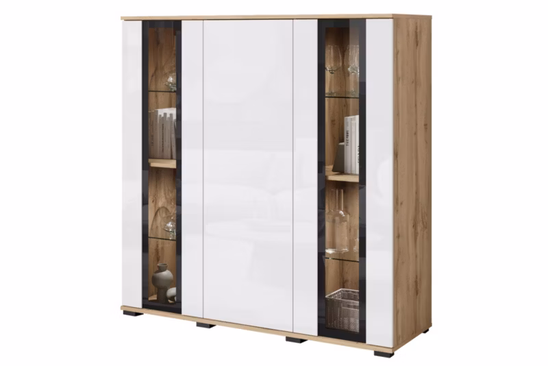 Komoda MINIO go for it FARO 120 cm dąb wotan/biały połysk,1 szt.