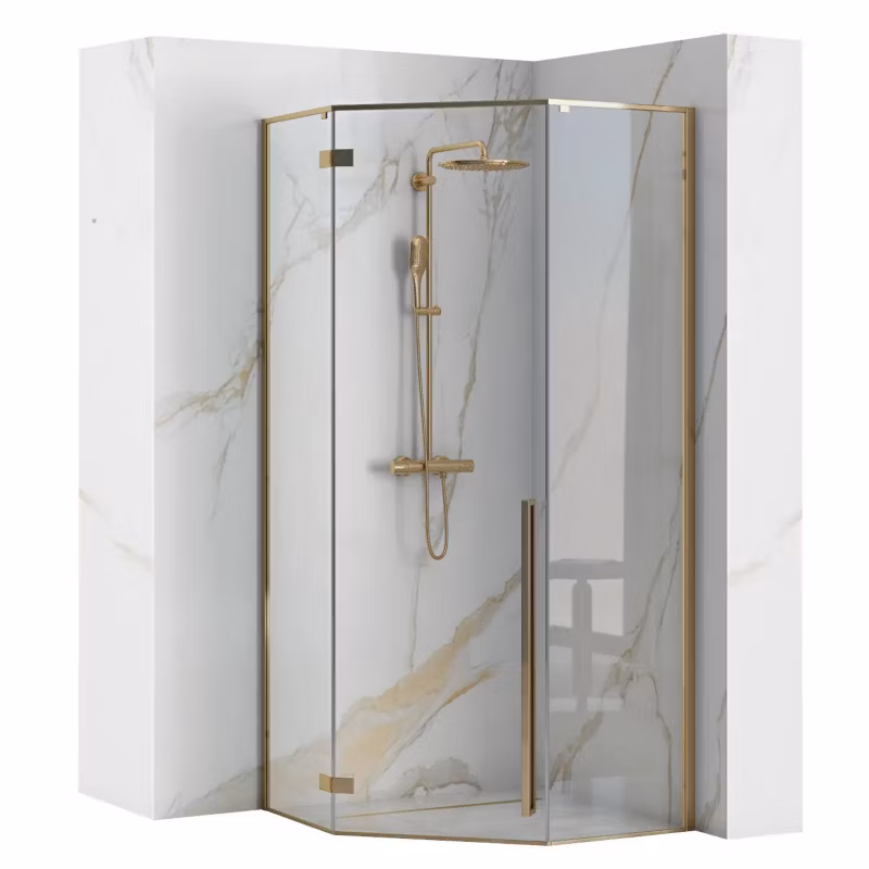 Kabina Prysznicowa Narożna Rea Diamond 90X90X195Cm Złoty 1 Szt