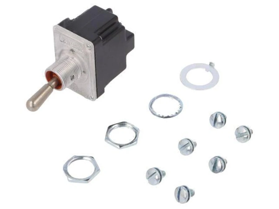 Przełącznik dźwigniowy, okrągła, z konfiguracją styków DPDT, 6A/230VAC, 18A/28VDC, IP67, 2TL1‑5