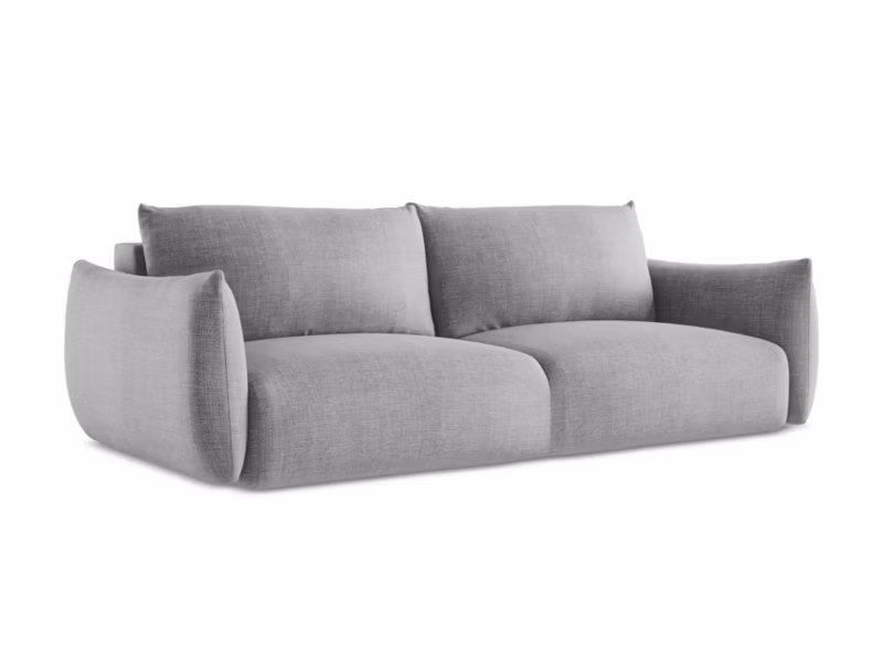 Kanapa 3-osobowa z funkcją spania LaMiaSofa SAVONA z tkaniny strukturalnej 230×105 cm jasny szary 1 szt.