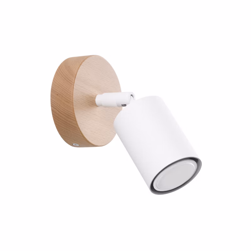 Kinkiet ścienny Sollux Lighting Verdo biały i drewno do czytania 1 x GU10 x 10W IP20 wym: 16 x 10 x 16 cm – 1 szt.