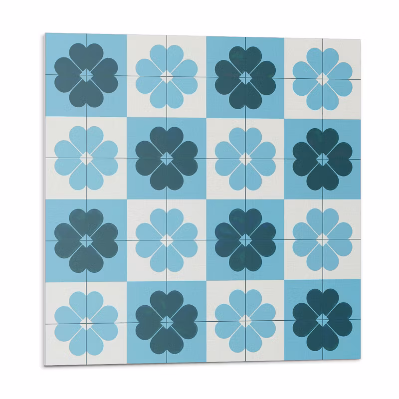 Kafelki samoprzylepne Wallfluent 50×50 cm Wzór kwiatów na kracie 4 szt.