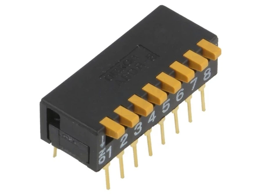 Przełącznik DIP‑SWITCH Ilość sekcji 8 ON‑OFF 0,03A/30VDC A6DR‑8100