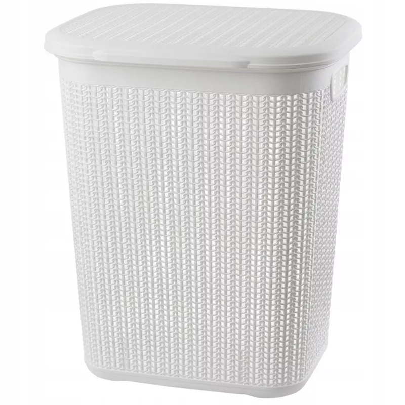 Kosz Na Pranie KADAX Bieliznę 50L Pojemnik Plastikowy Duży Z Pokrywą Biały 1 szt.