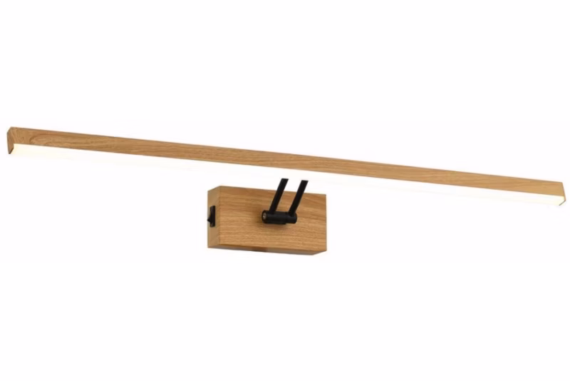 Kinkiet Reality Lester jasne drewno-biały z włącznikiem styl nowoczesny LED 8W 4000K 640lm IP20 wym: 6 x 60 x 12,5 cm – 1 szt.