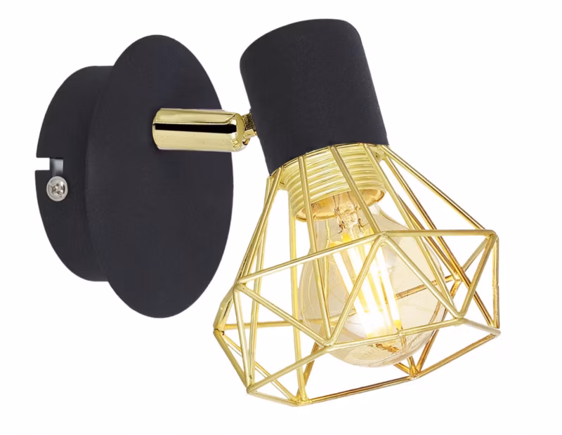 Kinkiet ścienny Candellux Verve czarny-mosiądz-złoty 1 x E14 x 40W IP20 wym: 12 x 15 x 9 cm – 1 szt.