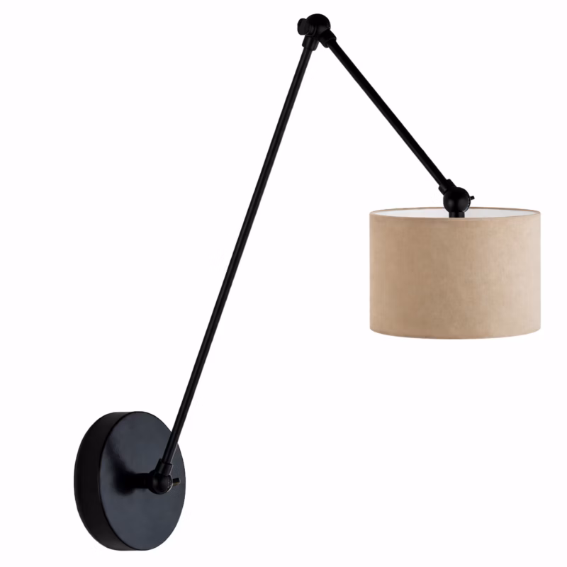 Kinkiet Volta Light Factory Soul Czarny/Beżowy welur Abażur 1xE27 1szt. 5903628750362