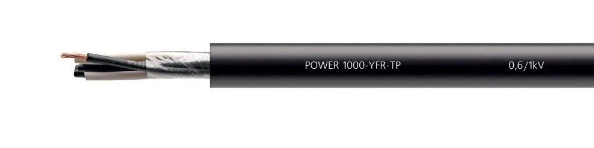 Przewód zasilający POWER 1000‑YFR‑TP 4x2x1,5 uniepalniony czarny 0,6/1kV 18191128 /bębnowy/