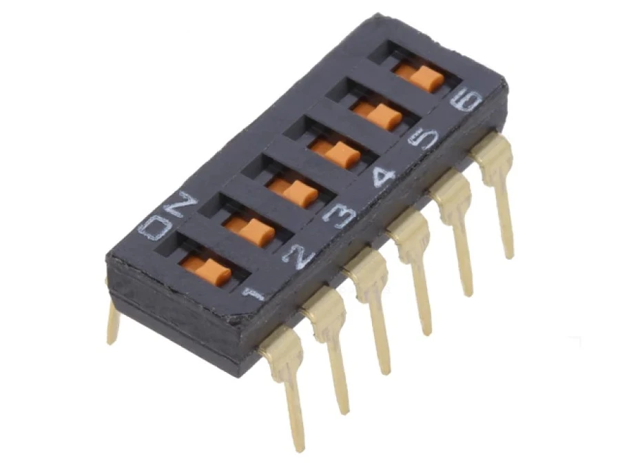 Przełącznik DIP‑SWITCH Ilość sekcji 6 ON‑OFF 0,025A/24VDC A6T6102