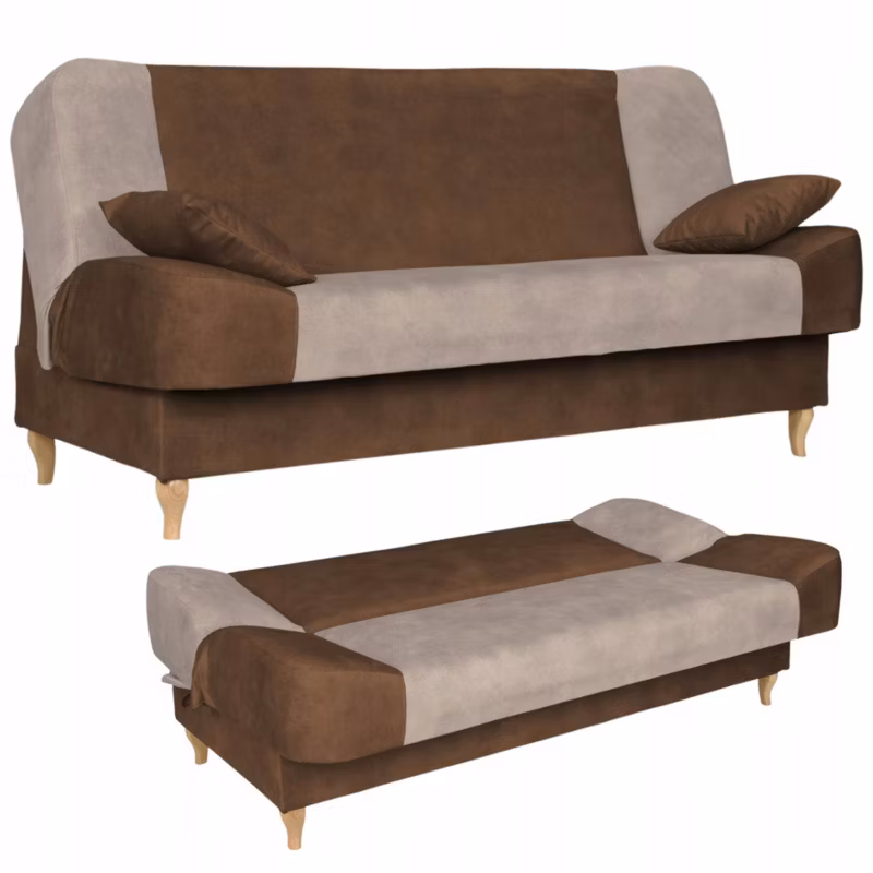 Kanapa sofa do salonu rozkładana Family Meble Sara Duo brązowo szara 1szt