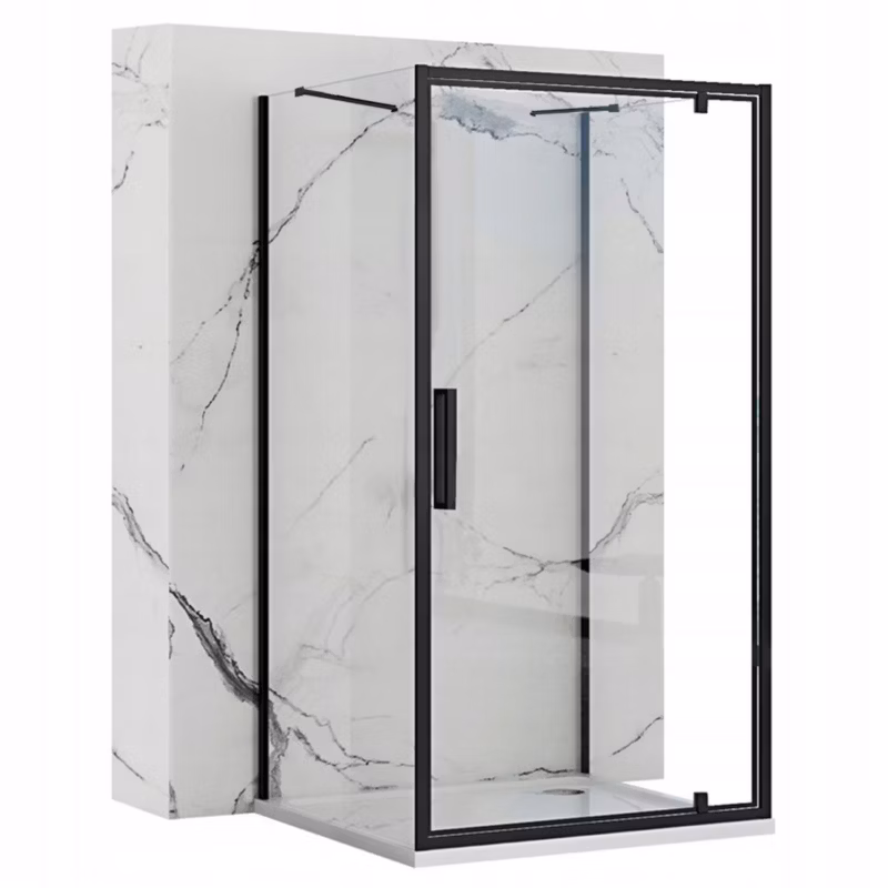 Kabina Prysznicowa Przyścienna Rea Rapid Swing Black 80X80X195Cm 1 Szt
