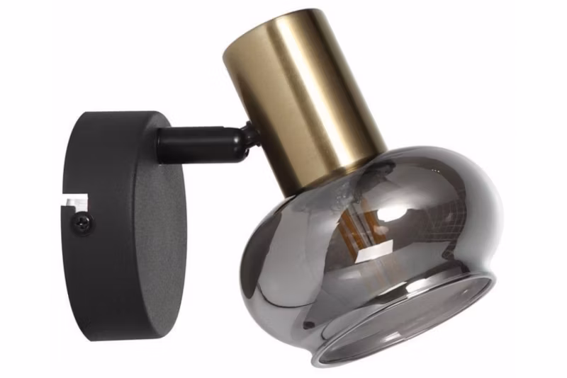 Kinkiet ścienny Reality Lauree czarno-złoty styl nowoczesny 1 x E14 x IP20 wym: 12 x 9 x 14 cm – 1 szt.
