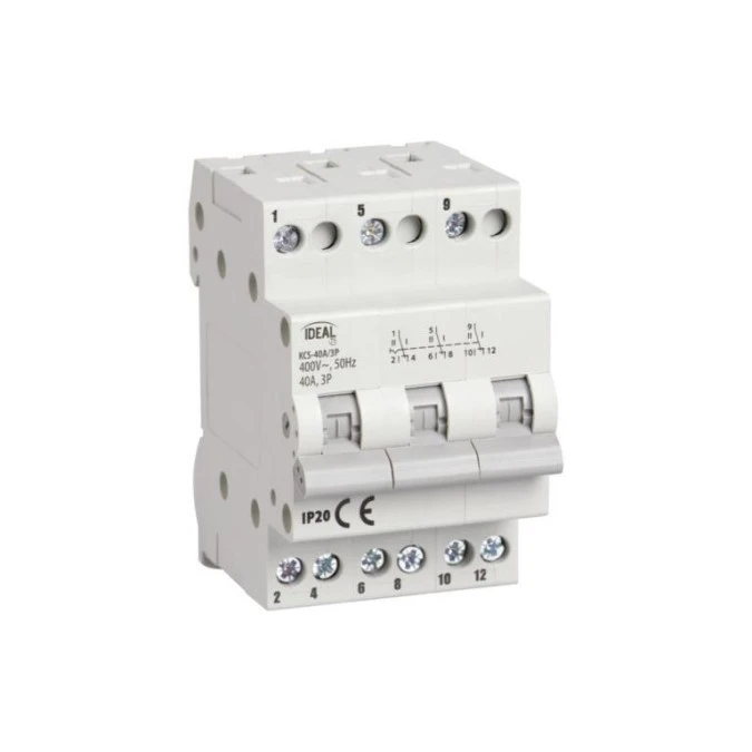 Przełącznik instalacyjny I‑0‑II KCS‑40A/3P 40A 230/400V AC 50Hz 3P IP20 23257