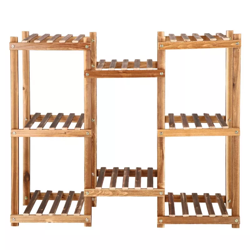 Kwietnik drewniany Springos 70 cm stojak na kwiaty z 8 półkami drewniany postarzany 1 szt.
