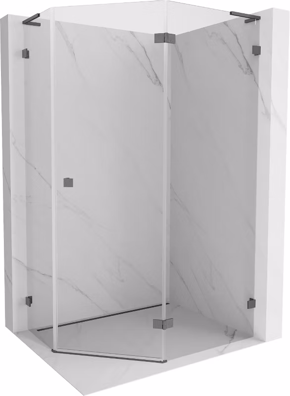 Kabina prysznicowa Mexen Lunar L pięciokątna uchylna prawa 80×100 cm transparent gun gray szczotkowany 1 szt.